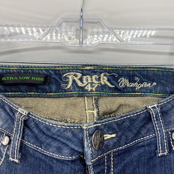 Wrangler Rock 47 angel wing embroidered sparkle ultra Low rise bootcut Y2K - Picture 5 of 7